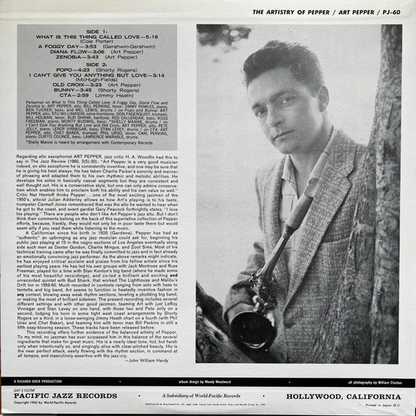 Art Pepper - The Artistry Of Pepper (LP, Album, Mono, RE)