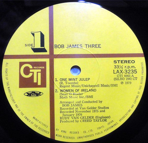 Bob James - Three (LP, Album, Ltd, RE)
