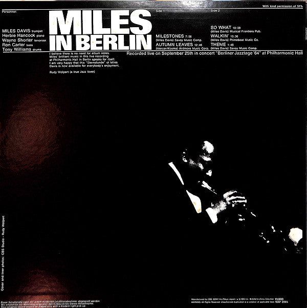 Miles Davis - Miles In Berlin (LP, Album, RE)