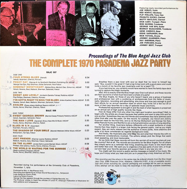 The Blue Angel Jazz Club - The Complete 1970 Pasadena Jazz Party(2x...