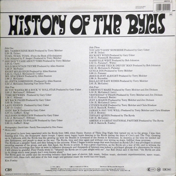 The Byrds - History Of The Byrds (2xLP, Comp, RE)