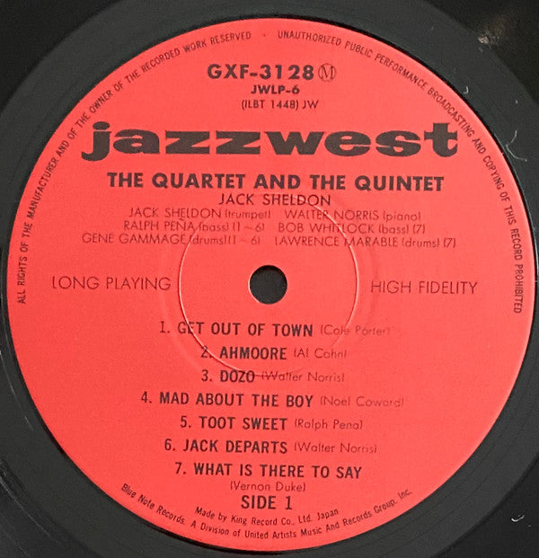 Jack Sheldon - The Quartet & The Quintet (LP, Comp, Ltd, RE)