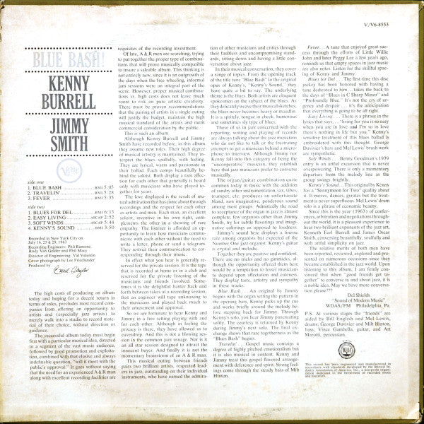 Kenny Burrell / Jimmy Smith - Blue Bash! (LP, Album, Wad)