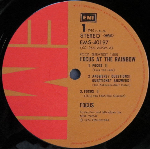 Focus (2) - Focus At The Rainbow (LP, Album, RE)