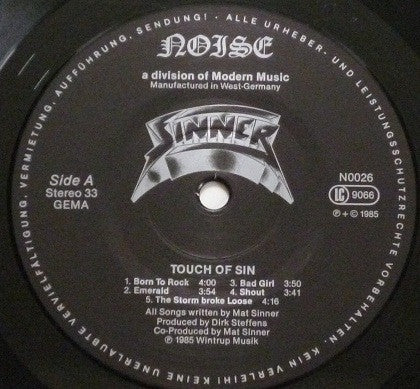 Sinner - Touch Of Sin (LP, Album, Bla)