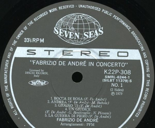 Fabrizio De Andrè* - In Concerto - Arrangiamenti PFM (LP, Album)