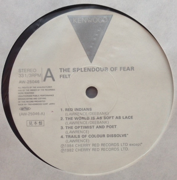 Felt - The Splendour Of Fear (LP, Album, Promo)