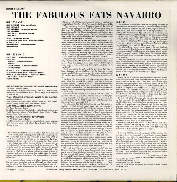 Fats Navarro - The Fabulous Fats Navarro Volume 1(LP, Album, Mono, ...