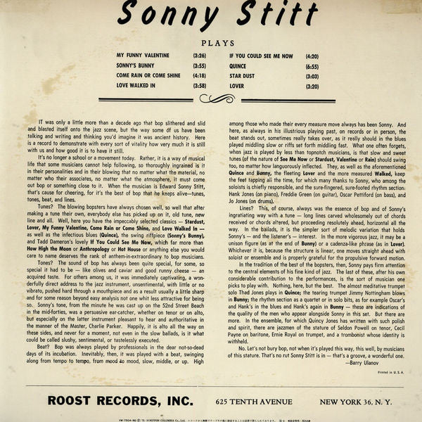 Sonny Stitt - Sonny Stitt Plays Arrangements From The Pen Of Quincy...