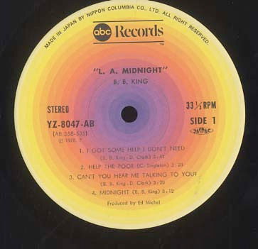 B.B. King - ""L.A. Midnight"" (LP, Album, RE)