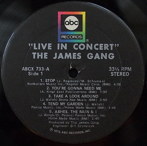 James Gang - Live In Concert (LP, Album, RP)