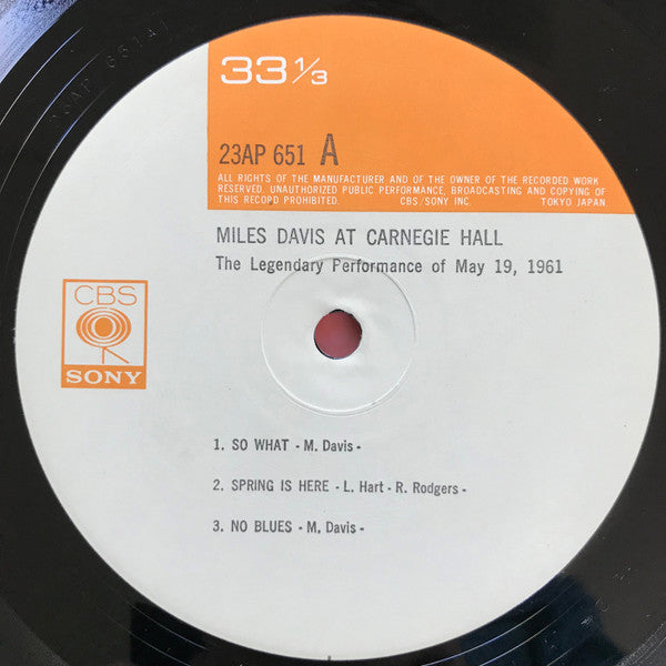 Miles Davis - Miles Davis At Carnegie Hall (LP, Album, Mono, RE)
