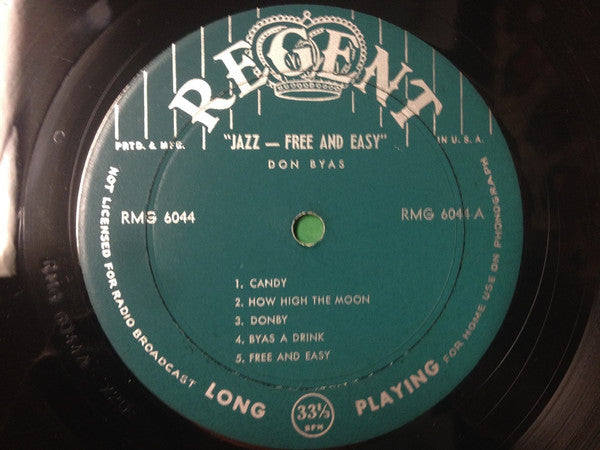 Don Byas - Jazz... Free And Easy (LP, Album, Comp, Mono)