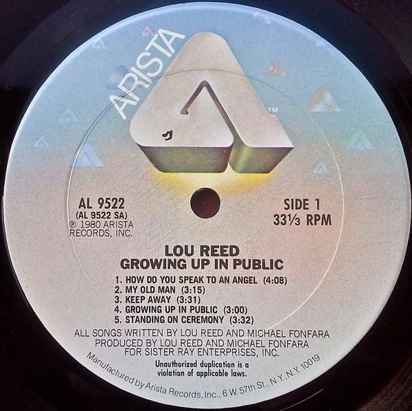 Lou Reed - Growing Up In Public (LP, Album, Ter)