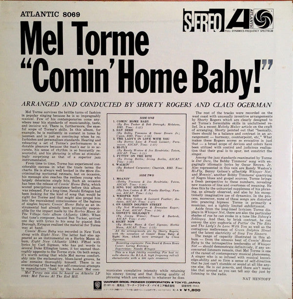 Mel Torme* - Comin' Home Baby! (LP, Album, RE)