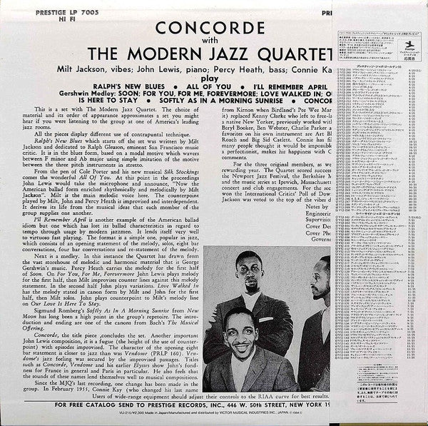 The Modern Jazz Quartet - Concorde (LP, Album, Mono, RE)