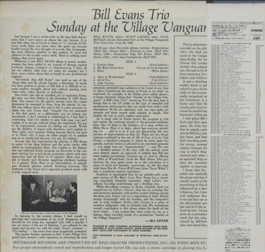 The Bill Evans Trio - Sunday At The Village Vanguard(LP, Album, RE)