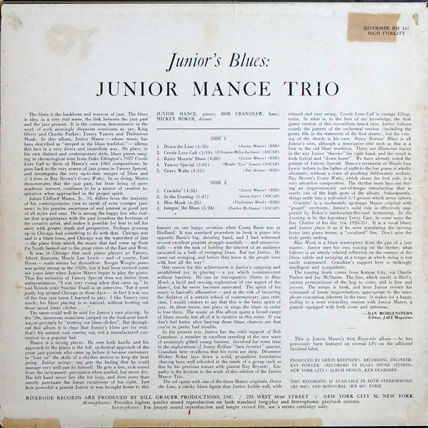 Junior Mance Trio - Junior's Blues (LP, Album, Mono)