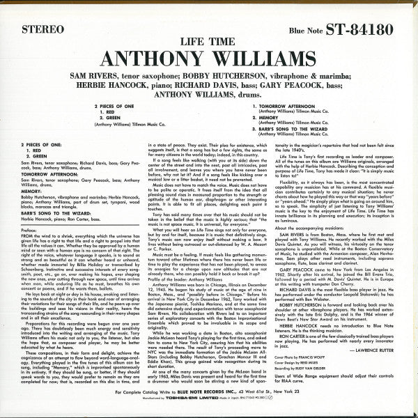 Anthony Williams - Life Time (LP, Album, RE)