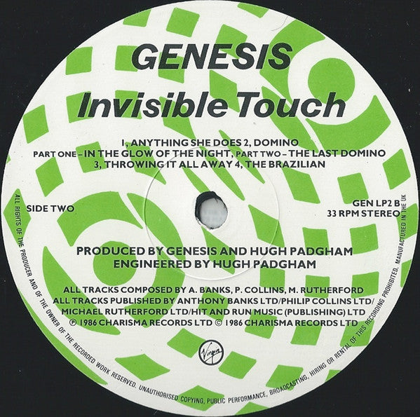 Genesis - Invisible Touch (LP, Album, Tex)