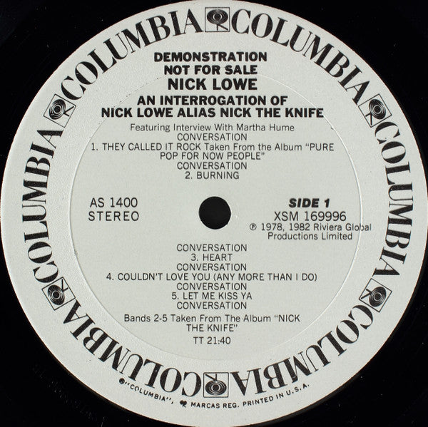 Nick Lowe - An Interrogation Of Nick Lowe (Alias Nick The Knife)(LP...