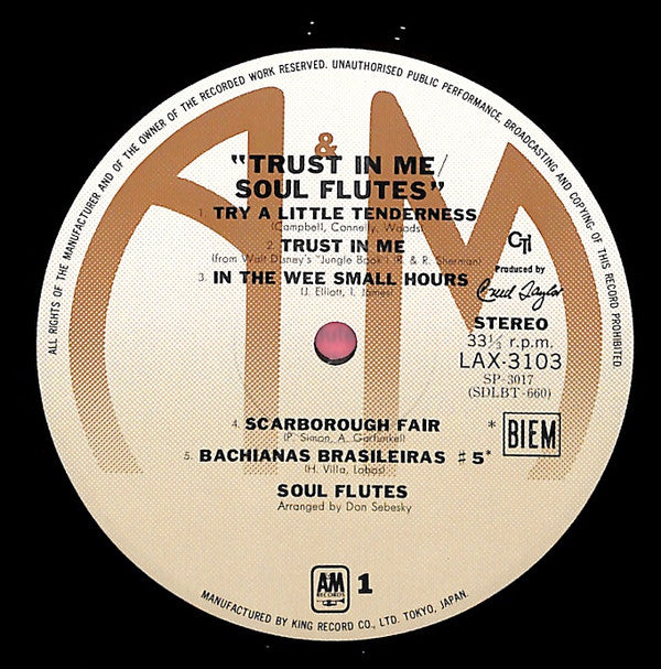 Soul Flutes - Trust In Me (LP, Album, Ltd, RE)