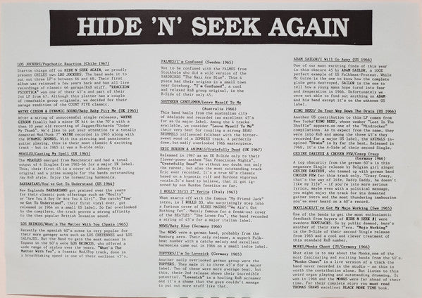 Various - Hide 'N' Seek Again (16 Long Lost Beat & Garage Jewels 19...