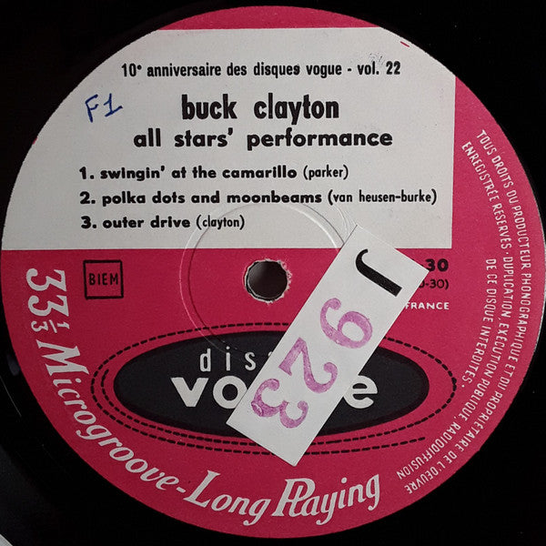 Buck Clayton - All Stars' Performance (LP, Album, Mono)
