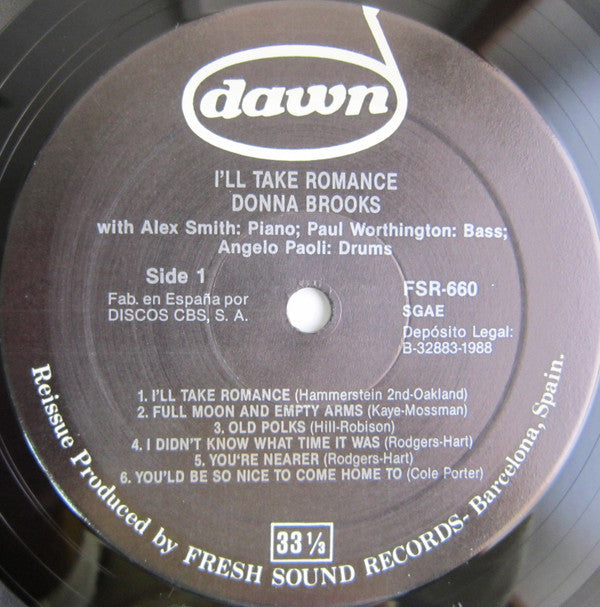 Donna Brooks - I'll Take Romance (LP, Album, RE)