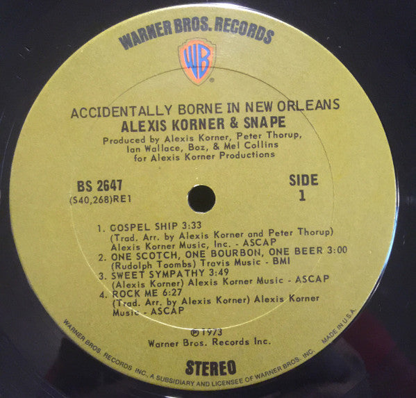 Alexis Korner & Snape - Accidentally Borne In New Orleans (LP, Album)