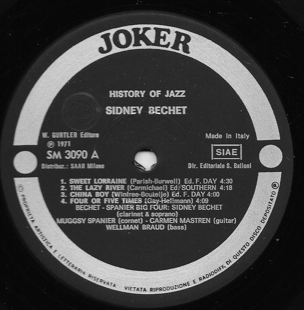 Sidney Bechet - La Storia Del Jazz (History Of Jazz) (LP)