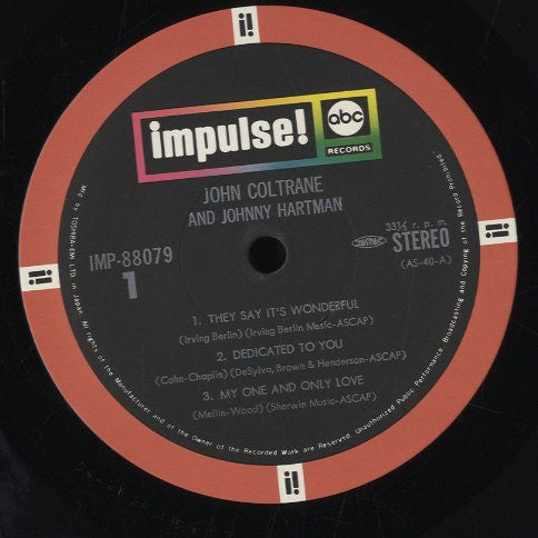 John Coltrane - John Coltrane And Johnny Hartman(LP, Album, RE)