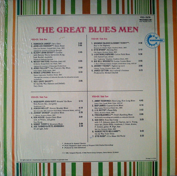Various - The Great Blues Men (2xLP, Comp, RE)