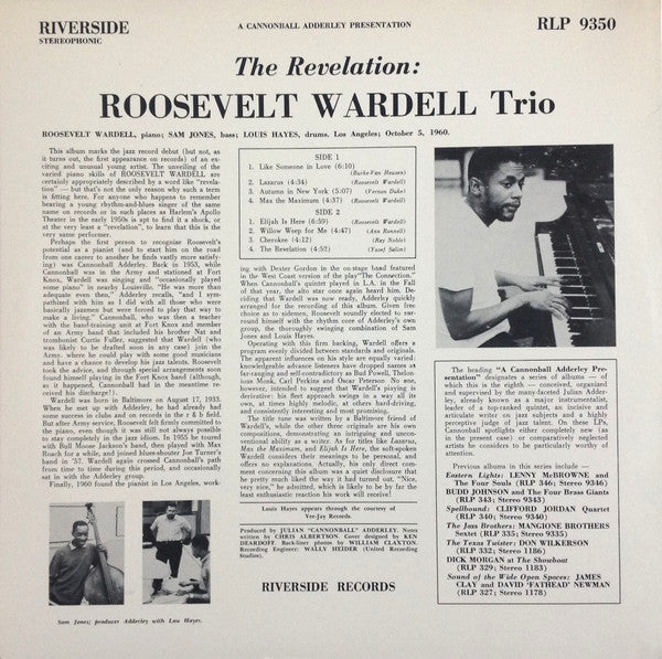 Roosevelt Wardell Trio - The Revelation = リヴェレイション(LP, Album)