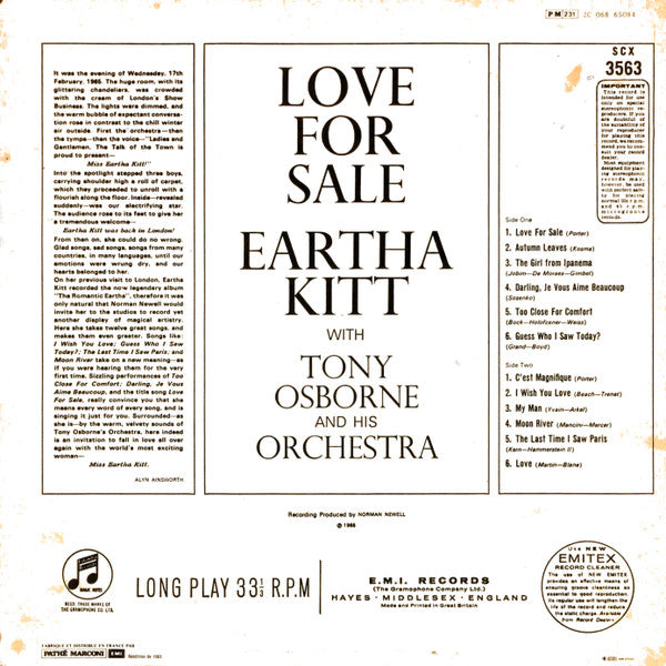 Eartha Kitt - Love For Sale (LP, Album, RE)