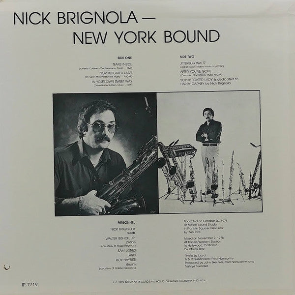 Nick Brignola - New York Bound (LP, Album)