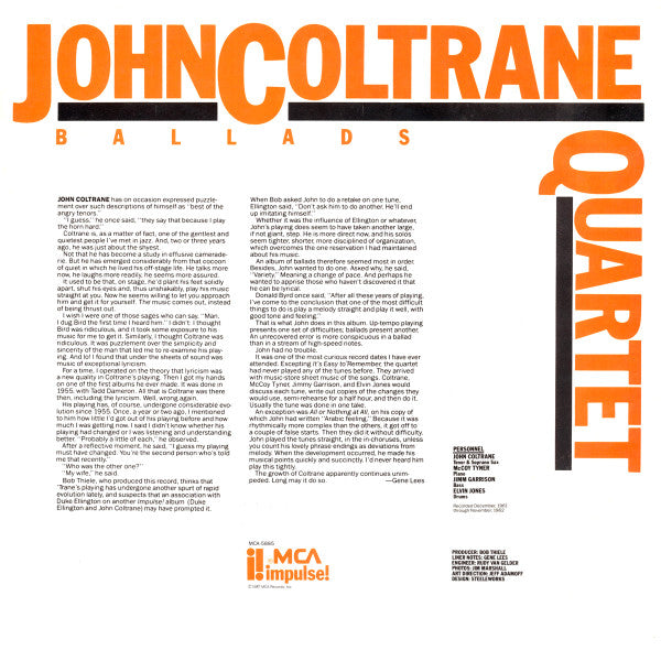 John Coltrane Quartet* - Ballads (LP, Album, RE, RM)