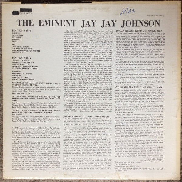J.J. Johnson - The Eminent Jay Jay Johnson Volume 1(LP, Comp, Mono,...