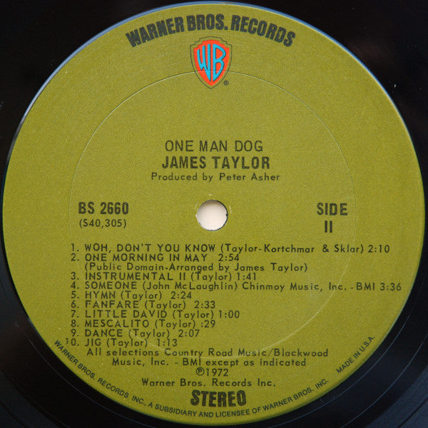 James Taylor (2) - One Man Dog (LP, Album, Ter)