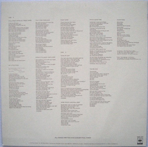 Paul Simon - Still Crazy After All These Years (LP, Album, RE)
