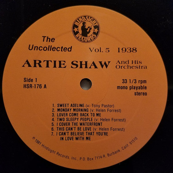 Artie Shaw And His Orchestra - The Uncollected Vol. 5(LP, Album, Mono)
