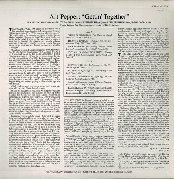 Art Pepper - Gettin' Together! (LP, Album, RE)