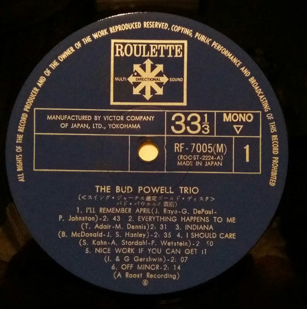 The Bud Powell Trio - Bud (LP, Album, Comp, Mono, RE)