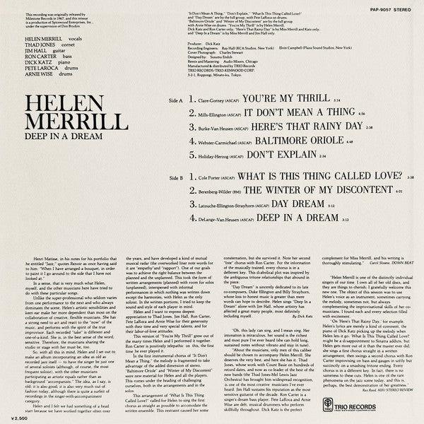 Helen Merrill - Deep In A Dream (LP, Album, RE)