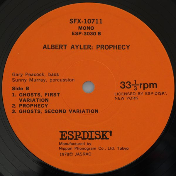 Albert Ayler - Prophecy (LP, Album, Mono, RE)