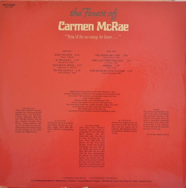 Carmen McRae - ''You'd Be So Easy To Love''(LP, Album, Comp)