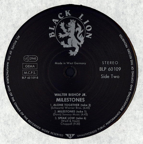 Walter Bishop Jr* - Milestones (LP, Album, RE)
