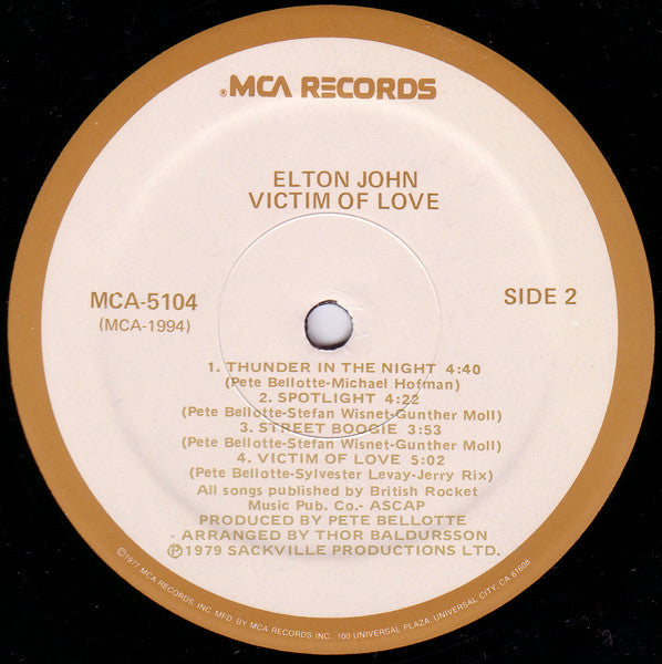 Elton John - Victim Of Love (LP, Album, Mon)