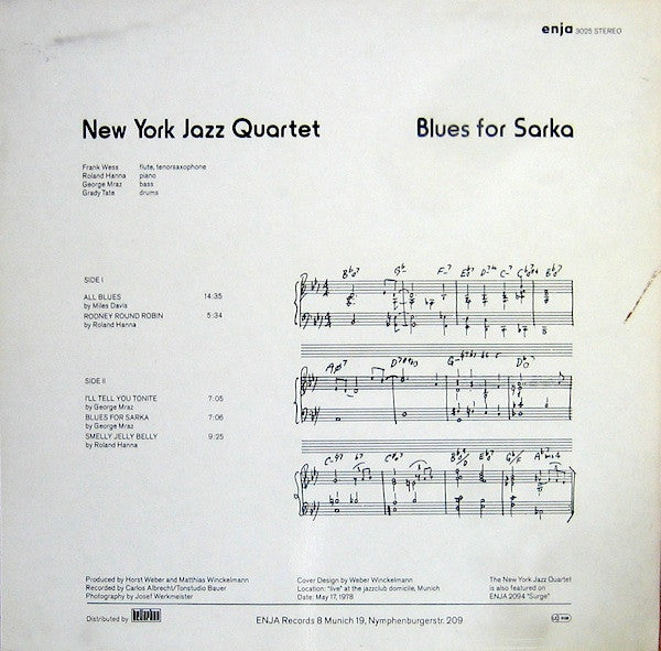 New York Jazz Quartet - Blues For Sarka (LP, Album)