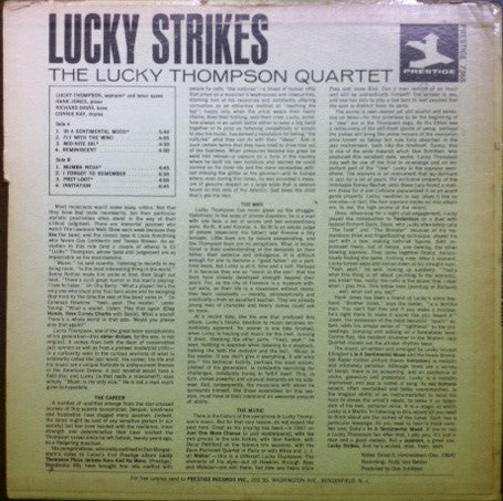 The Lucky Thompson Quartet - Lucky Strikes (LP, Album, Mono)